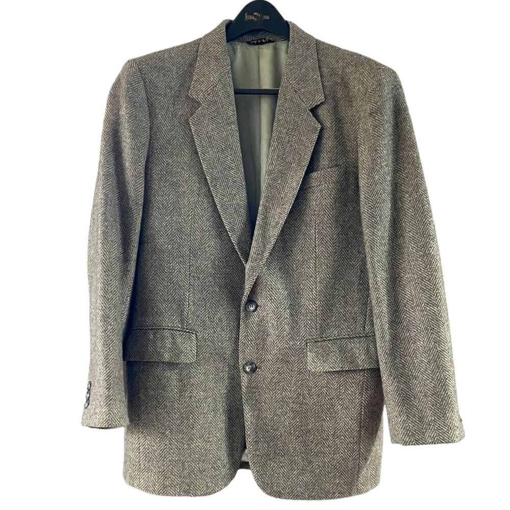 Vintage Jordache Gray Tweed Herring Bone Blazer Sport Coat 40R